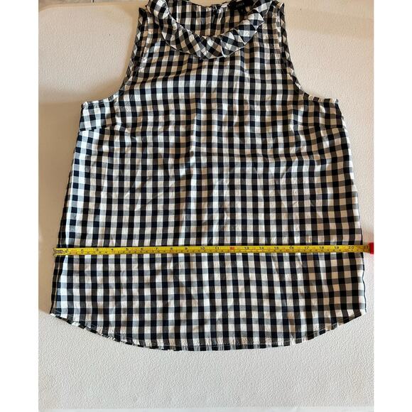 J. Crew Ruffleneck Top on Drapery Gingham Size Small Navy White - Picture 7 of 7